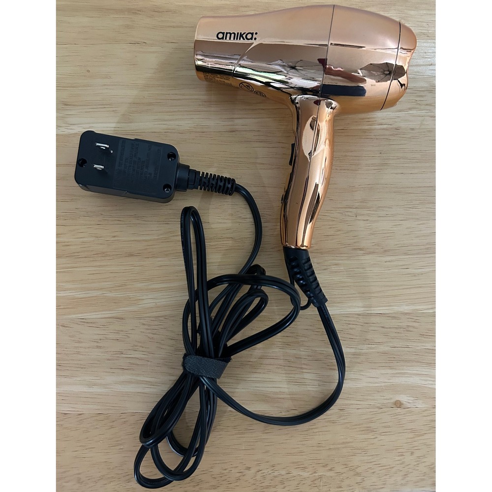 Amika Mighty Mini Hair Dryer Limited Edition Rose Gold Dual Voltage Metallic